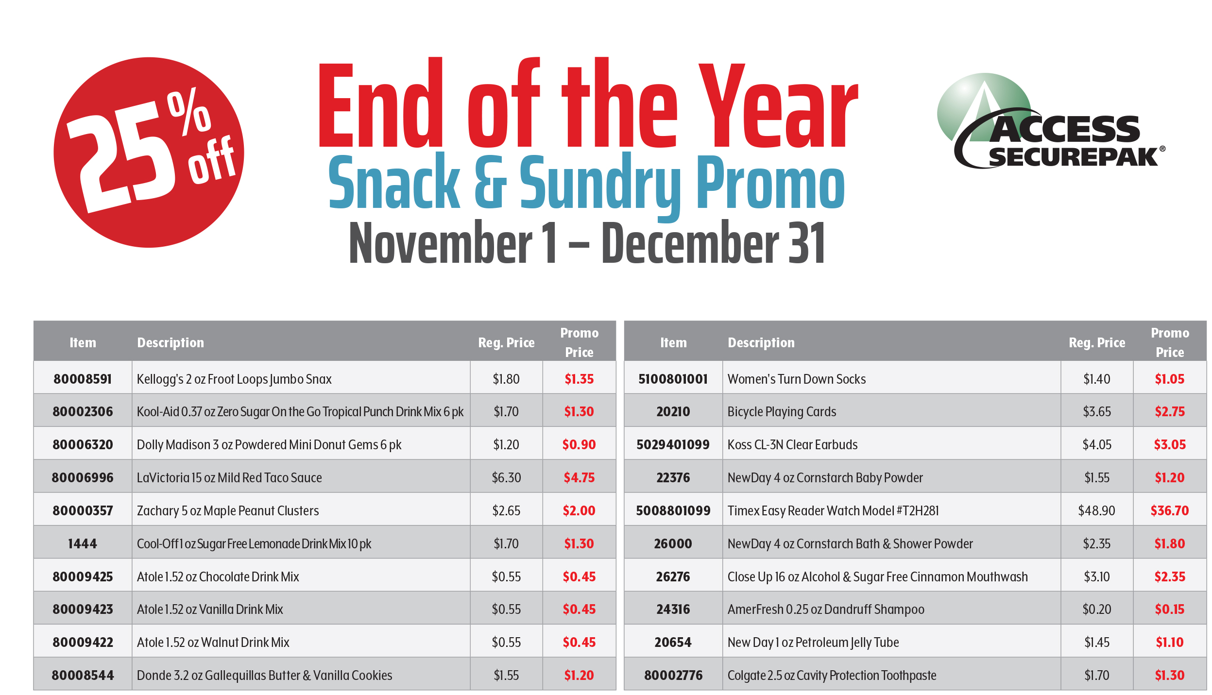 Access Securepak Ohio DRC Sundry Package Program